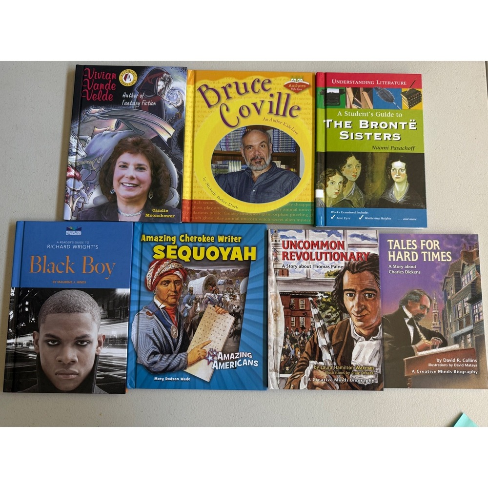 Lot of 7 Authors Biographies & Literary Guides Bronte Sisters Sequoyah Dickens